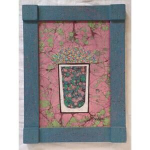 Vintage Silk Encaustic Batik Abstract Modern Art William J Nunn Framed 90s 1994